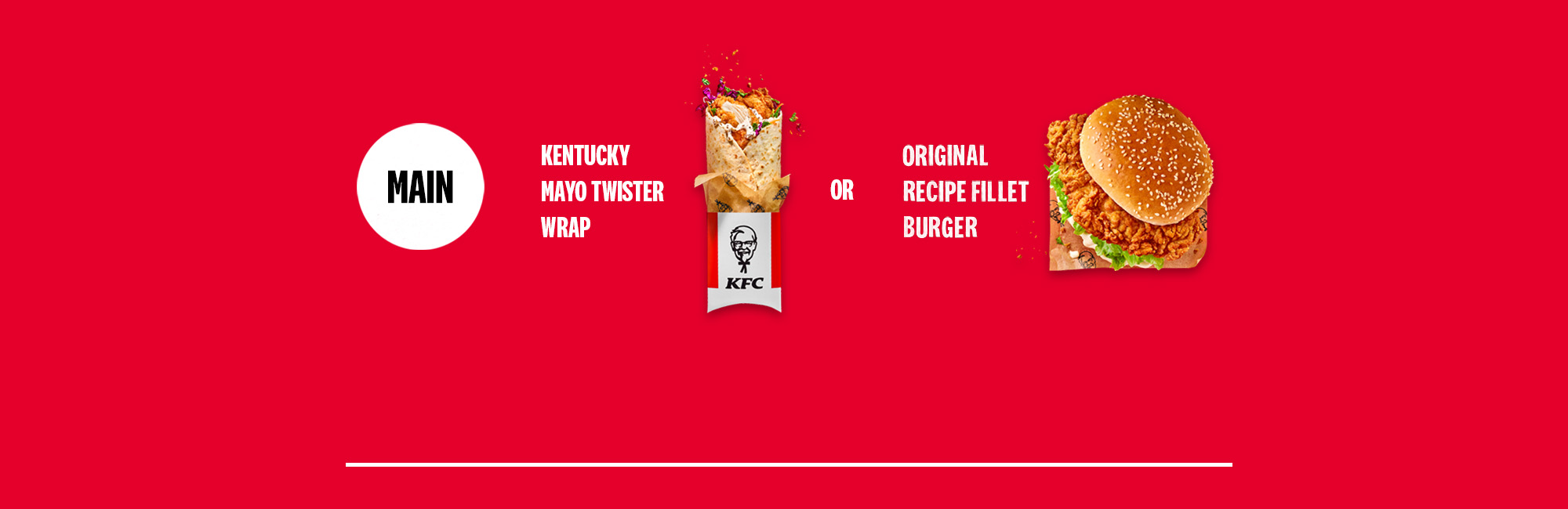 KFC Meal Deal Main: Kentucky Mayo Twister Wrap or Fillet Burger